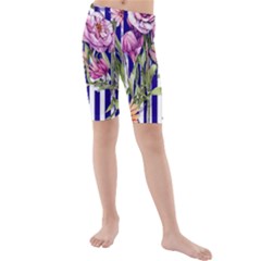 Classy And Chic Watercolor Flowers Kids  Mid Length Swim Shorts by GardenOfOphir