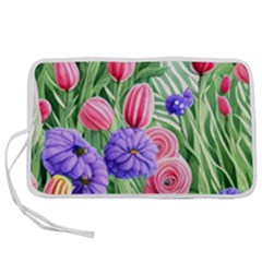 Exquisite Watercolor Flowers Pen Storage Case (m) by GardenOfOphir