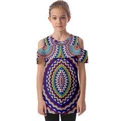 Kaleidoscope Geometric Circles Fold Over Open Sleeve Top by Ravend