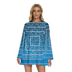 Network Social Abstract Round Neck Long Sleeve Bohemian Style Chiffon Mini Dress by Ravend