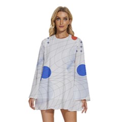 Computer Network Technology Digital Science Fiction Round Neck Long Sleeve Bohemian Style Chiffon Mini Dress by Ravend