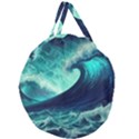 Ai Generated Waves Ocean Sea Tsunami Nautical Fantasy Giant Round Zipper Tote View1