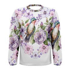 Hummingbird In Floral Heart Men s Long Sleeve Tee by augustinet