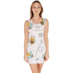 Bee Art Pattern Design Wallpaper Background Print Bodycon Dress by Ravend