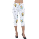 Bee Art Pattern Design Wallpaper Background Print Lightweight Velour Capri Leggings  View1