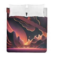 Fire Flame Burn Hot Heat Light Burning Orange Duvet Cover Double Side (full/ Double Size) by Ravend