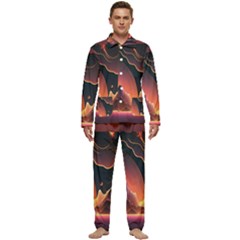 Fire Flame Burn Hot Heat Light Burning Orange Men s Long Sleeve Velvet Pocket Pajamas Set by Ravend