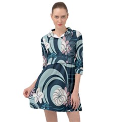 Flowers Pattern Floral Ocean Abstract Digital Art Mini Skater Shirt Dress by Ravend