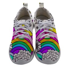 Rainbow Fun Cute Minimal Doodle Drawing Art Women Athletic Shoes by Ravend