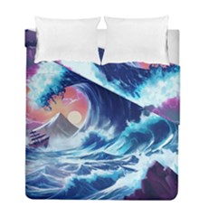 Storm Tsunami Waves Ocean Sea Nautical Nature Duvet Cover Double Side (full/ Double Size) by Ravend