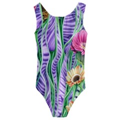 Beloved Bell-shaped Blossoms Kids  Cut-out Back One Piece Swimsuit by GardenOfOphir