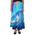 Tsunami Waves Ocean Sea Nautical Nature Water Painting Flared Maxi Skirt View1