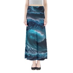 Tsunami Waves Ocean Sea Water Rough Seas 4 Full Length Maxi Skirt by Ravend