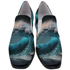 Tsunami Waves Ocean Sea Water Rough Seas Women Slip On Heel Loafers by Ravend