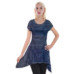 Circuit Board Circuits Mother Board Computer Chip Short Sleeve Side Drop Tunic by Ravend