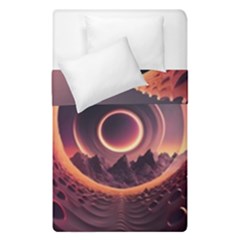 Ai Generated Swirl Space Design Fractal Light 3d Art Duvet Cover Double Side (single Size) by Ravend