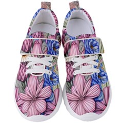 Broken And Budding Watercolor Flowers Women s Velcro Strap Shoes by GardenOfOphir