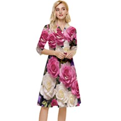 Ai Generated Roses Flowers Petals Bouquet Wedding Classy Knee Length Dress by Ravend