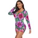 Cheerful And Cheery Blooms Long Sleeve Boyleg Swimsuit View2