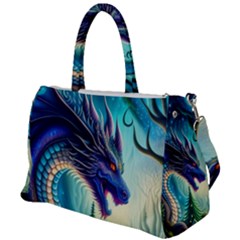 Ai Generated Dragon Fractal Art Texture Duffel Travel Bag by Ravend