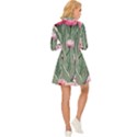 Pure And Radiant Watercolor Flowers Long Sleeve Velour Longline Dress View4