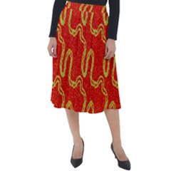 Background Ornamental Pattern Abstract Seamless Classic Velour Midi Skirt  by Ravend