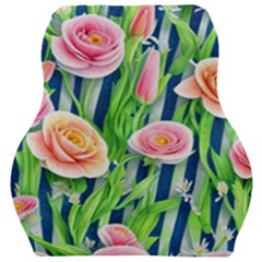 Dazzling Watercolor Flowers Car Seat Velour Cushion  by GardenOfOphir