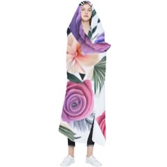 Country-chic Watercolor Flowers Wearable Blanket by GardenOfOphir