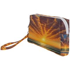 Waves At Sunset Wristlet Pouch Bag (small) by GardenOfOphir