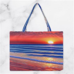 Golden Sunset Over Beach Medium Tote Bag by GardenOfOphir