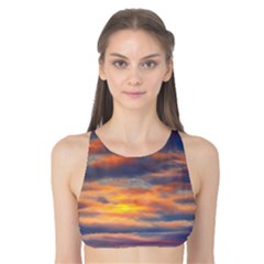 Serene Sunset Over Beach Tank Bikini Top by GardenOfOphir