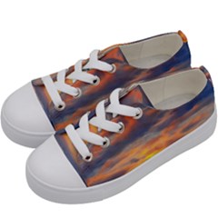 Serene Sunset Over Beach Kids  Low Top Canvas Sneakers by GardenOfOphir