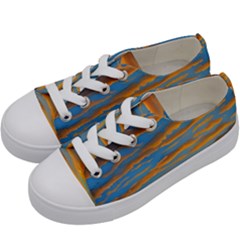 Orange Sunset On The Beach Kids  Low Top Canvas Sneakers by GardenOfOphir