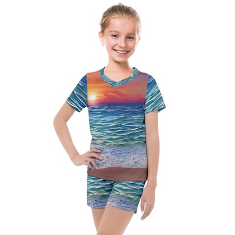 Nature s Beauty Kids  Mesh Tee And Shorts Set by GardenOfOphir