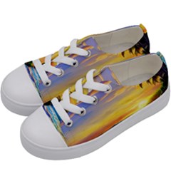 Sunrise At The Beach Kids  Low Top Canvas Sneakers by GardenOfOphir