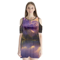 Colored Hues Sunset Shoulder Cutout Velvet One Piece by GardenOfOphir