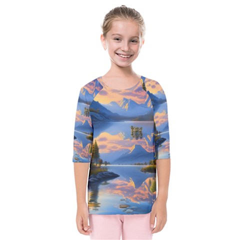 Beautiful Sunset Kids  Quarter Sleeve Raglan Tee by GardenOfOphir