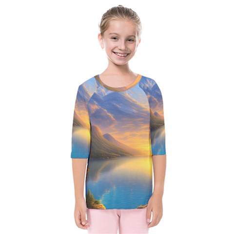 Benevolent Sunset Kids  Quarter Sleeve Raglan Tee by GardenOfOphir