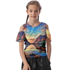 Portentous Sunset Kids  Butterfly Cutout Tee by GardenOfOphir