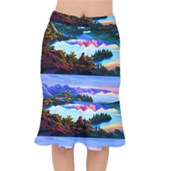 Solemn Soft Pastel Sunset Short Mermaid Skirt by GardenOfOphir
