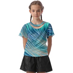 Pastel Ocean Waves Kids  Front Cut Tee by GardenOfOphir