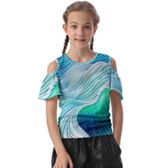 Pastel Abstract Waves Pattern Kids  Butterfly Cutout Tee by GardenOfOphir