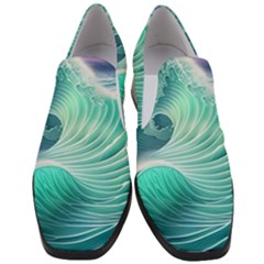 Pink Sky Blue Ocean Waves Women Slip On Heel Loafers by GardenOfOphir