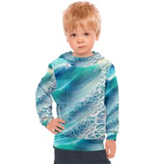 Pastel Beach Wave Kids  Hooded Pullover by GardenOfOphir