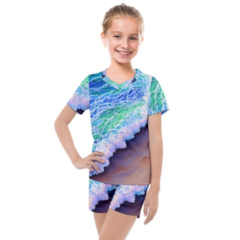 Blue Wave Ii Kids  Mesh Tee And Shorts Set by GardenOfOphir