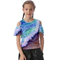 Blue Wave Ii Kids  Butterfly Cutout Tee by GardenOfOphir