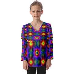 Colorfull Wallpaper Kids  V Neck Casual Top by artworkshop