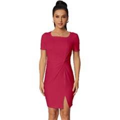 Flag Red	 - 	fitted Knot Split End Bodycon Dress by ColorfulDresses