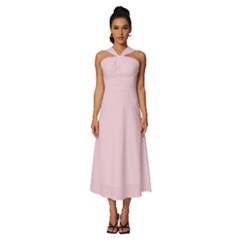 Mimi Pink	 - 	sleeveless Cross Front Cocktail Midi Chiffon Dress by ColorfulDresses