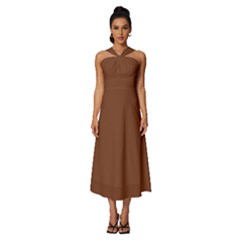 Sepia Brown	 - 	sleeveless Cross Front Cocktail Midi Chiffon Dress by ColorfulDresses